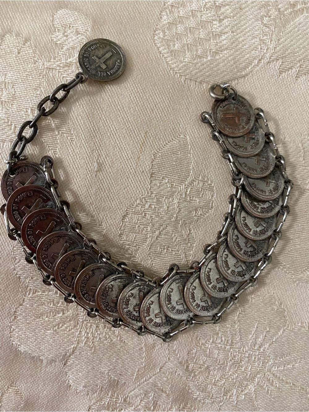 Vintage-Inspired Coin Link Bracelet in Aged Silver
